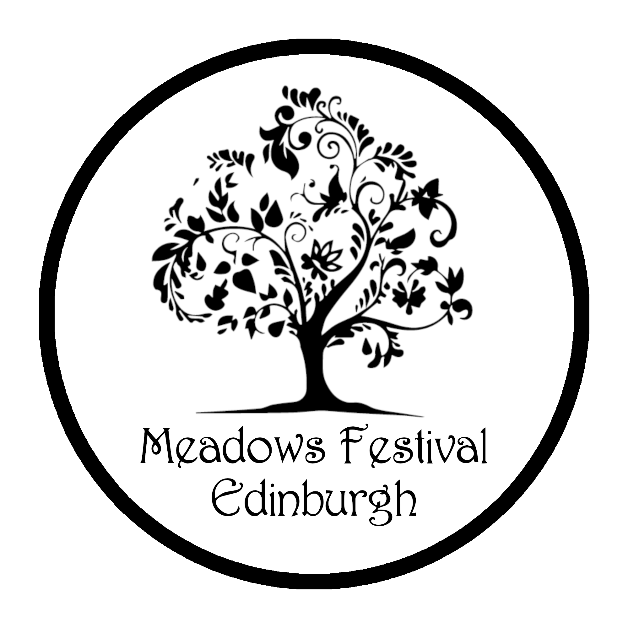 Meadows festival logo. Black tree on a white background